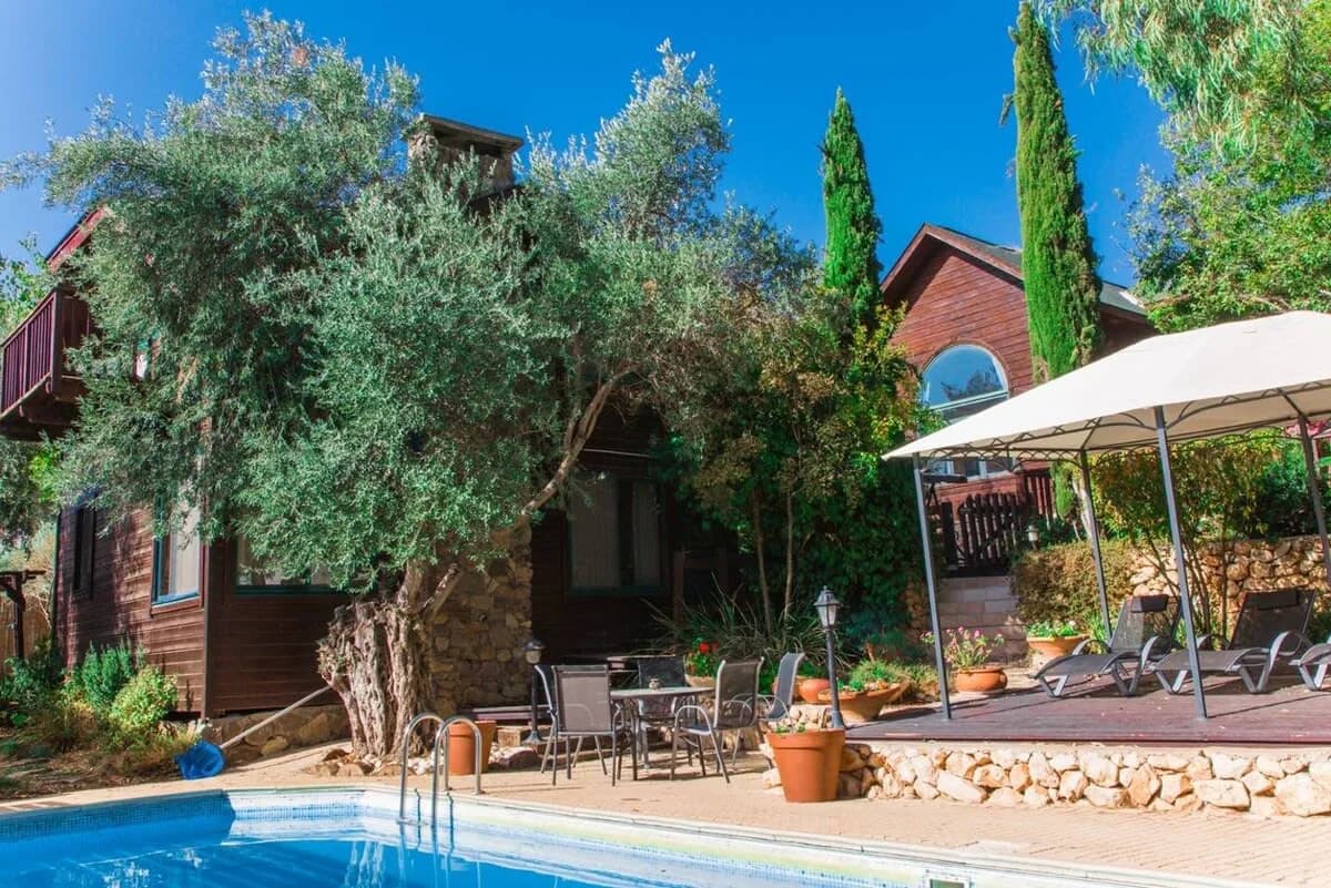 Pine wood chalet  for cozy stay with Jacuzzi &pool photo 2