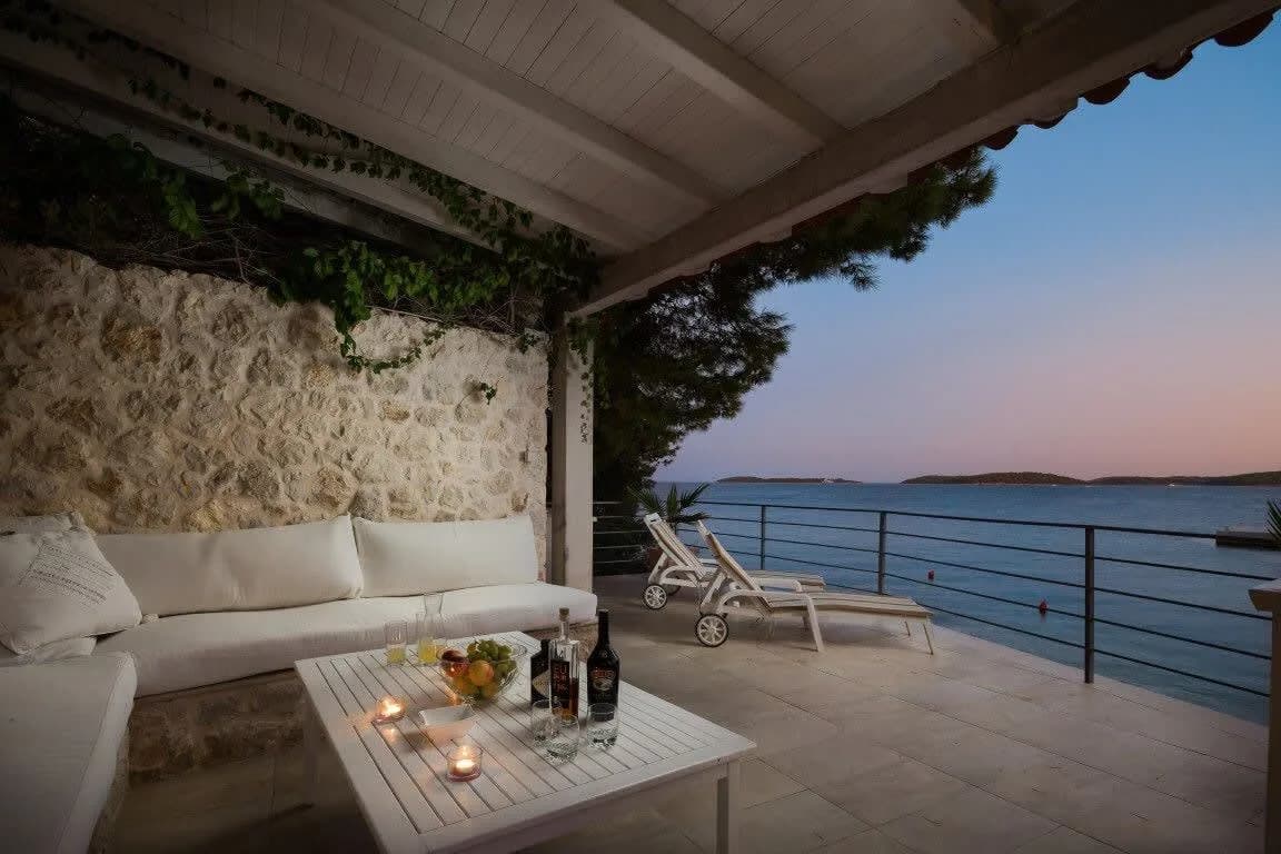Lavish Seafront Villa with Private Beach in Hvar