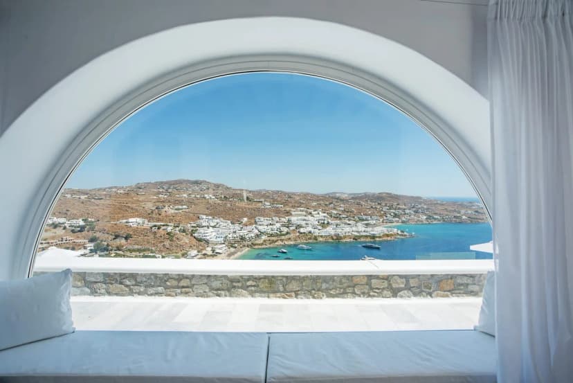 Summer Sanctuary Villa above the Psarou Beach