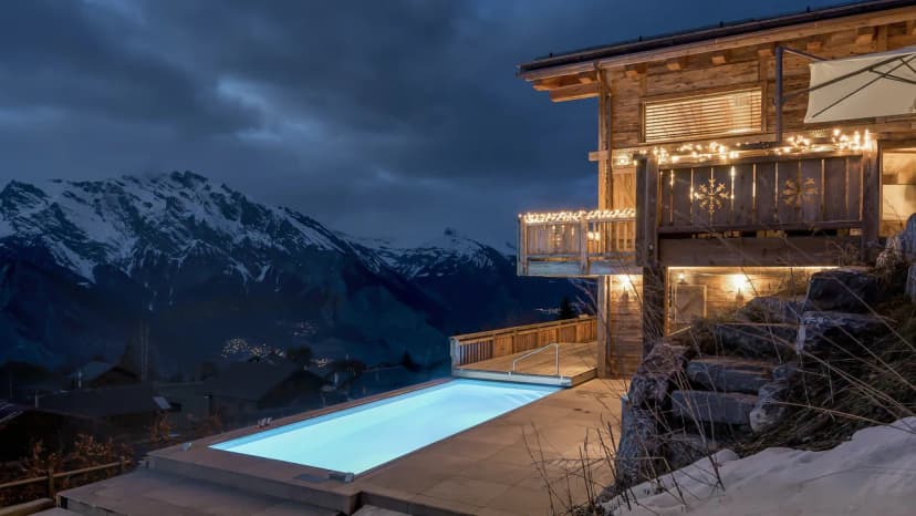 La Tzoumaz Chalet with Private Spa and Pool