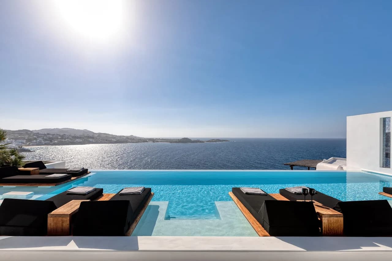 Superb Uninterrupted Views From the Villa Terrace to the Beach and the Sparkling Aegean Sea photo 2