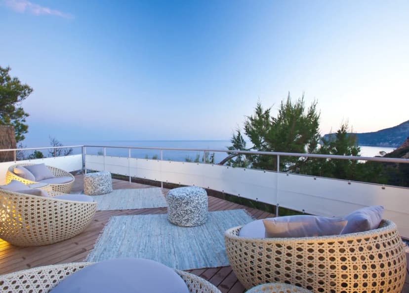Beautiful contemporary villa with gorgeous views across the crystalline clear waters of Es Cubells