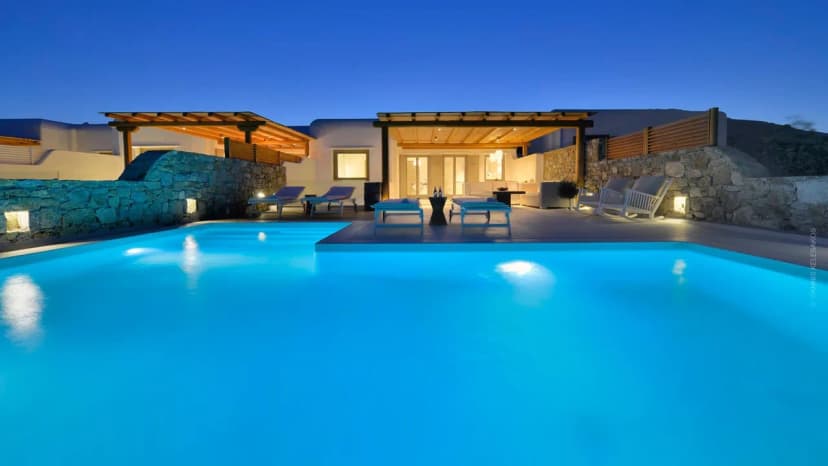 Relaxing Mykonos Villa Above The Crystal-clear Water Of Elia Beach