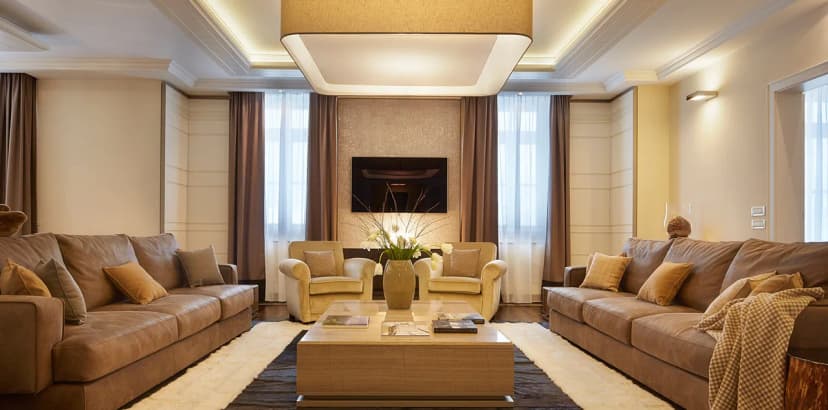 Luxurious premier suite with alpine decor