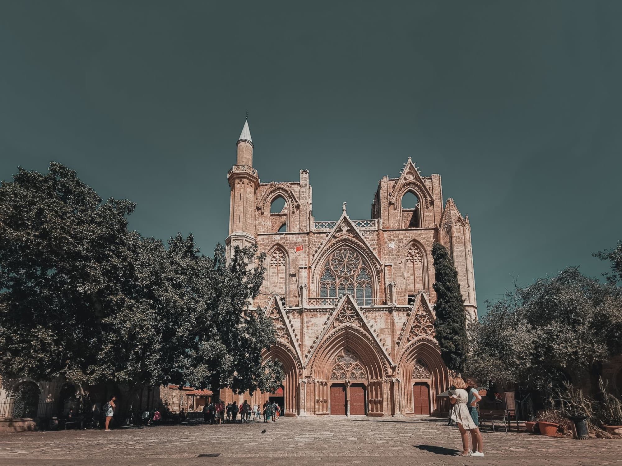 Explore the stunning Gothic architecture of a historical mosque in Famagusta, Cyprus, captured in daylight.