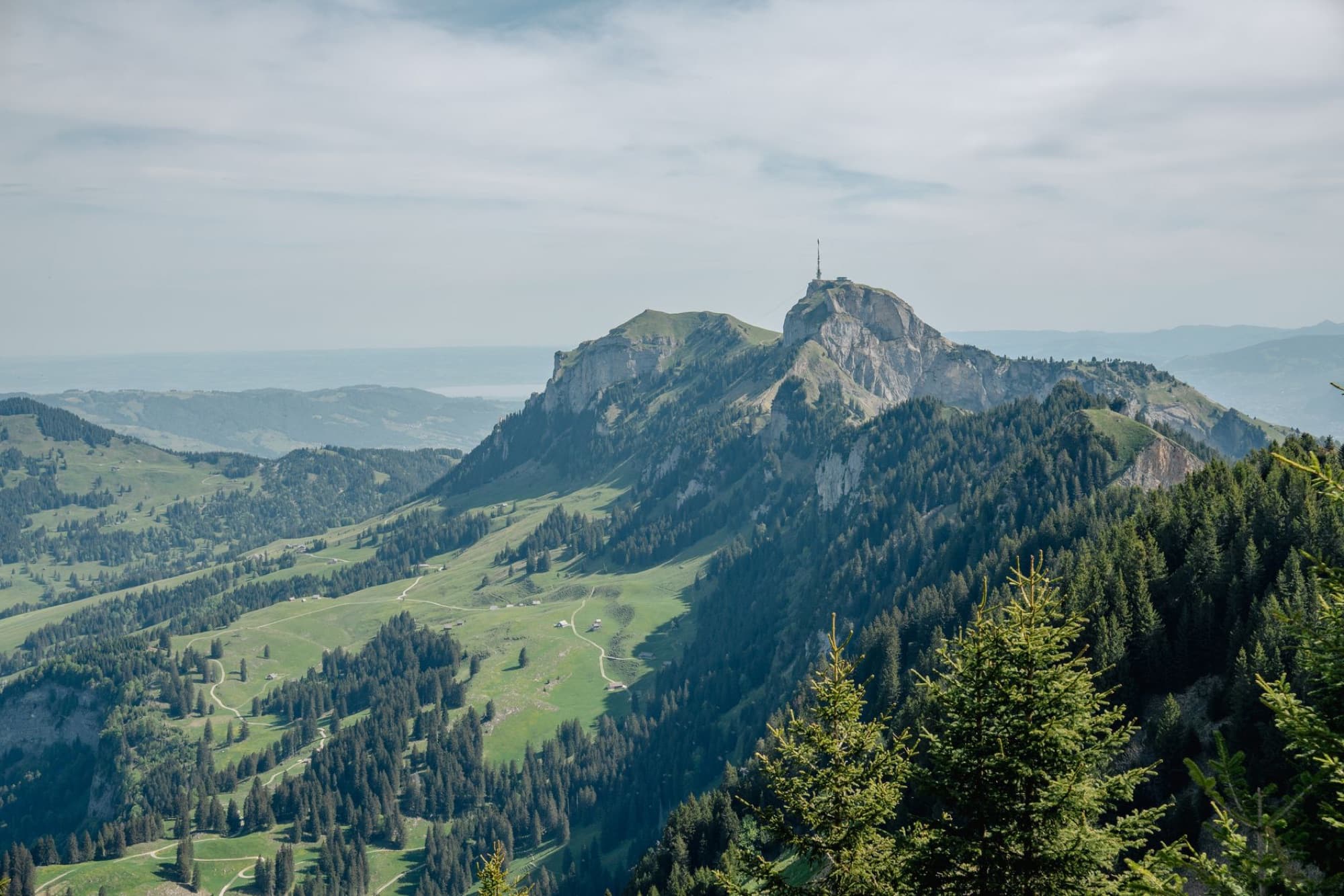 Breathtaking Swiss mountain landscape in Appenzell featuring lush greenery and scenic vistas.