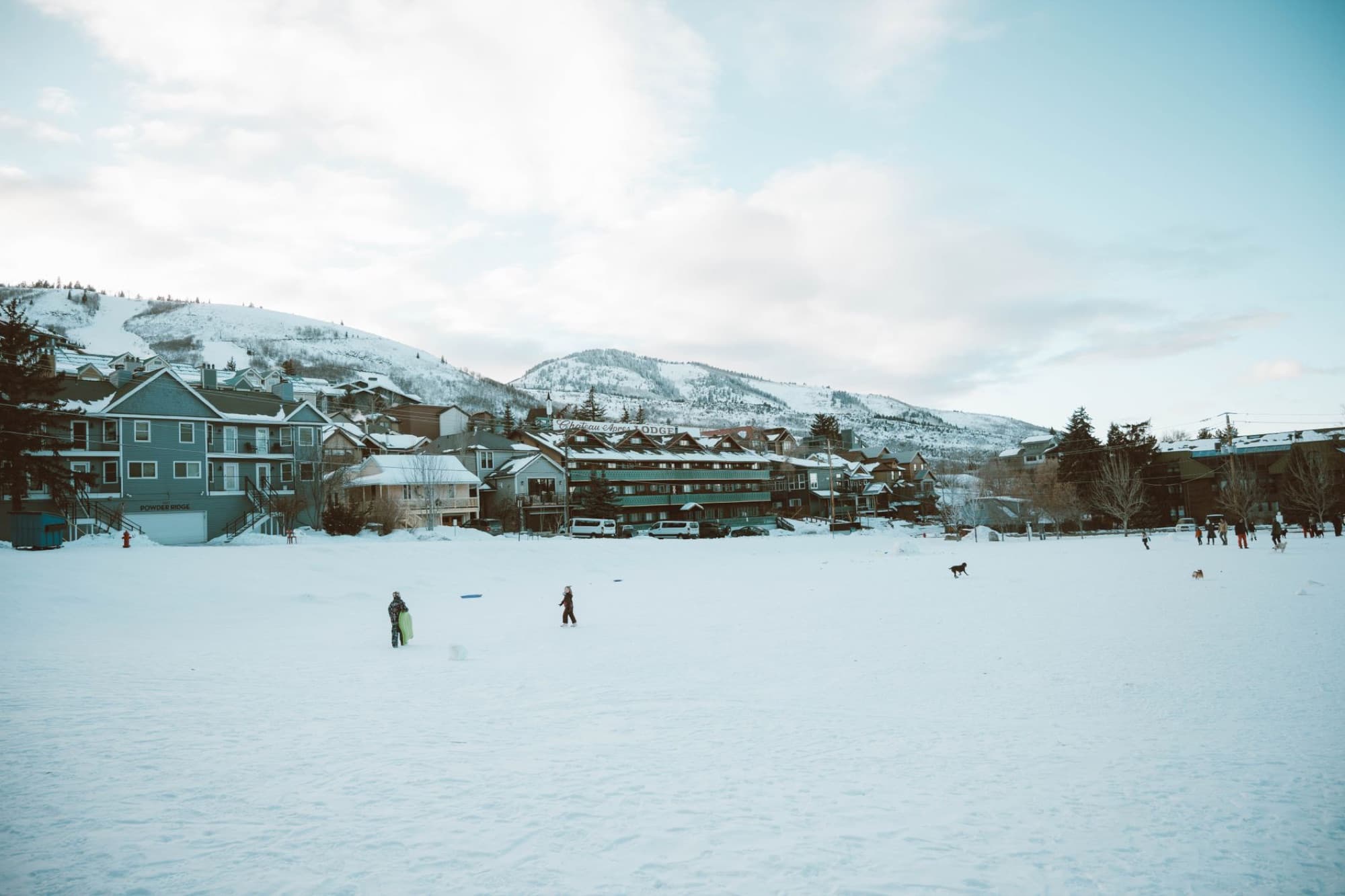 A scenic winter view in Park City with snow-covered landscapes and mountains.