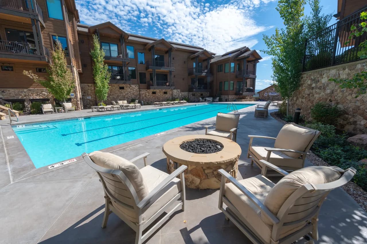 Decked Townhome Overlooking Heated Pool in Park City